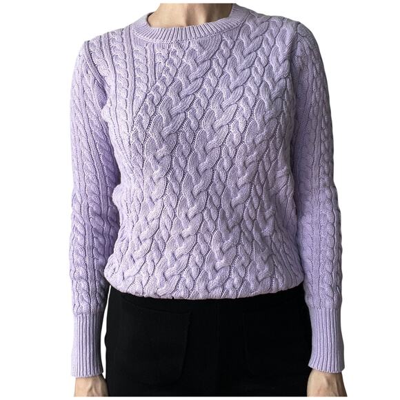 J Crew Diagonal cable-knit sweater purple xs - Picture 2 of 10